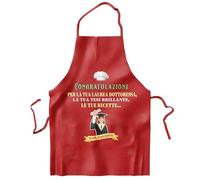 KAÏDENSÏ Grembiule Laurea Dottoressa Rosso - Regalo Originale Neolaureata con Frase Ironica - Grafica Laureata con Tocco e Tesi - Idea Regalo Laurea Triennale e Magistrale