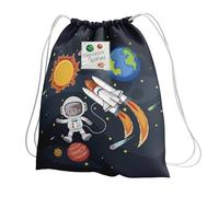 KAÏDENSÏ Sacca Asilo con Nome Tema Astronauta - 32x40cm, Tasca Interna | Personalizzabile con spazio per targhetta con nome o foto, tasca interna con zip, capiente, per nido, materna e scuola