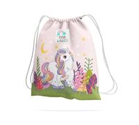 KAÏDENSÏ Sacca Asilo con Nome Unicorno e Stelle - 32x40cm, Tasca Interna | Personalizzabile con spazio per targhetta con nome o foto, tasca interna con zip, capiente, per nido, materna e scuola