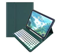 kaidisen Custodia con tastiera retroilluminata arcobaleno per iPad di 6a/5a generazione 2018/2017, iPad Air 2/1, Pro 9,7", 7 colori retroilluminati retrò, tastiera rotonda staccabile, colore caramella