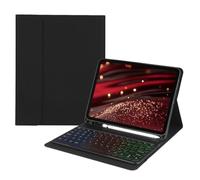 kaidisen Custodia con tastiera retroilluminata arcobaleno per iPad Mini 5a generazione/Mini 4, 7 colori retroilluminati retrò, tastiera rotonda staccabile, colore nero