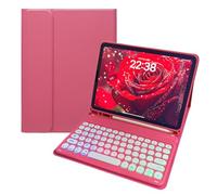 kaidisen Custodia per tastiera retroilluminata arcobaleno per iPad Air 11" M3 2025/M2 2024, Air 5a/4a generazione 11", retroilluminazione in 7 colori, retro rotondo, tastiera rimovibile, colore