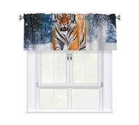 Kaifanee 1 pannello mantovana corta mantovana 137 x 45 cm, fauna selvatica, tigre, foresta innevata, stampa animalier, tende mantovane per cucina, bagno, lavanderia