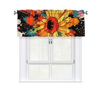 Kaifanee 1 pannello mantovana corta mantovana 137 x 45 cm, pittura a olio girasole stampa colorata tende mantovana tende per cucina bagno lavanderia