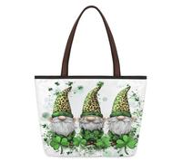 Kaifanee Borsa da donna in tela grande capacità borsa pieghevole | Borsa a tracolla riutilizzabile per giorno di San Patrizio con gnomo verde trifoglio per lavoro casual quotidiano borsa