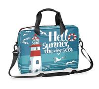 Kaifanee Borsa per computer portatile da 40,6 cm, borsa a tracolla per laptop o tablet, acquerelli con faro di gabbiano tema nautico con cartoni animati come stampa, borsa da lavoro per uomini e donne