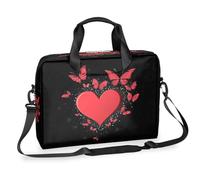 Kaifanee Borsa per computer portatile da 40,6 cm, borsa a tracolla per laptop o tablet, borsa a tracolla per laptop o tablet, con cuore rosso, borsa da lavoro con farfalla, regalo per uomini e donne