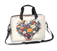 Kaifanee Borsa per computer portatile da 40,6 cm, borsa a tracolla per laptop o tablet, bouquet di fiori a forma di cuore, borsa da lavoro per uomini e donne