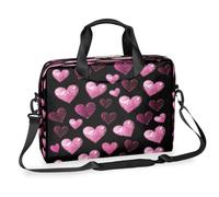 Kaifanee Borsa per computer portatile da 40,6 cm, borsa a tracolla per laptop o tablet, con cuore rosa e rosso, borsa da lavoro, regalo per uomini e donne