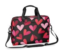 Kaifanee Borsa per computer portatile da 40,6 cm, borsa a tracolla per laptop o tablet, con cuore rosa, romantica, borsa da lavoro, regalo per uomini e donne