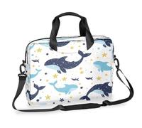 Kaifanee Borsa per computer portatile da 40,6 cm, borsa a tracolla per laptop o tablet, graziosa valigetta con delfini, balene, creature oceaniche, regali aziendali per uomini e donne