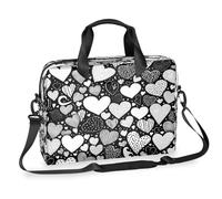 Kaifanee Borsa per computer portatile da 40,6 cm, borsa a tracolla per laptop o tablet, in bianco e nero astratto con cuore, borsa da lavoro, regalo per uomini e donne