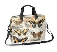 Kaifanee Borsa per computer portatile da 40,6 cm, borsa a tracolla per laptop o tablet, vintage, retrò, con fiori e farfalle, per giornali e lavoro, idea regalo per uomini e donne