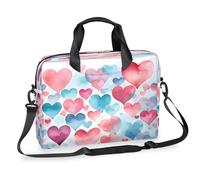 Kaifanee Borsa per laptop da 40,6 cm, borsa a tracolla per laptop o tablet, acquerello astratto blu rosa amore cuore borsa da lavoro borsa regalo per uomini donne