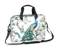 Kaifanee Borsa per laptop da 40,6 cm, borsa a tracolla per laptop o tablet, bellissimo pavone retrò blu uccello elegante piuma ventiquattrore da lavoro borsa regalo per uomini donne