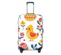 Kaifanee Copertura elastica da viaggio per valigia, con scritta "Happy Easter Day Spring Floral Eggs Suitcase Baggage Cover" antigraffio per bagagli da 58 a 66 cm, Pulcino Uova Floreali Pasqua,