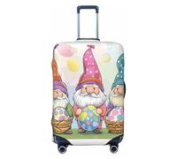 Kaifanee Copertura elastica da viaggio per valigia, con scritta "Happy Easter Day Spring Floral Eggs Suitcase Baggage Cover" antigraffio per bagagli da 58 a 66 cm, Gnomo pasquale con uova, L(27"-30"