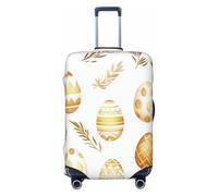 Kaifanee Copertura elastica da viaggio per valigia, con scritta "Happy Easter Day Spring Floral Eggs Suitcase Baggage Cover" antigraffio per bagagli da 58 a 66 cm, Uova di Pasqua d'oro, L(27"-30"