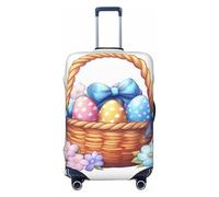 Kaifanee Copertura elastica da viaggio per valigia, con scritta "Happy Easter Day Spring Floral Eggs Suitcase Baggage Cover" antigraffio per bagagli da 58 a 66 cm, Uova di Pasqua nel Cestino,