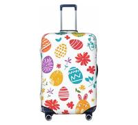 Kaifanee Copertura elastica da viaggio per valigia, con scritta "Happy Easter Day Spring Floral Eggs Suitcase Baggage Cover" antigraffio per bagagli da 58 a 66 cm, Uova di Pasqua colorate., L(27"-30"