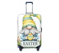 Kaifanee Copertura elastica da viaggio per valigia, con scritta "Happy Easter Day Spring Floral Eggs Suitcase Baggage Cover" antigraffio per bagagli da 58 a 66 cm, Gnomi pasquali, L(27"-30" Suitcase)