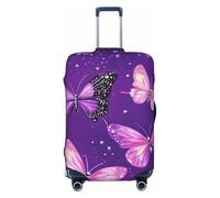 Kaifanee Copertura elastica per bagagli da viaggio, con fiori viola, arancioni e bianchi, antigraffio, adatta per bagagli da 45,7 a 55,7 cm, Farfalle scintillanti viola, L(27"-30" Suitcase)