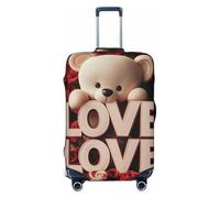 Kaifanee Copertura elastica per bagagli da viaggio, con orsacchiotti e rose rosse, per San Valentino, antigraffio, adatta per bagagli da 58 a 66 cm, Love Teddy Bears Rose Rosse, XL(31"-32" Suitcase)