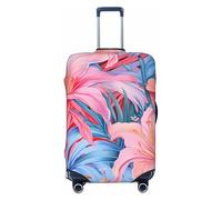 Kaifanee Copertura elastica per bagagli da viaggio, protezione per valigia, blu cielo con mongolfiera, copertura antigraffio per bagagli da 31-32 pollici, Fiori Pianta Tropicale Blu Rosa, M(23"-26"