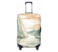 Kaifanee Copertura elastica per bagagli da viaggio, protezione per valigia, blu cielo con mongolfiera, copertura antigraffio per bagagli da 31-32 pollici, Barca a vela Blue Ocean Beach, M(23"-26"