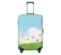 Kaifanee Copertura elastica per bagagli da viaggio, protezione per valigia, blu cielo con mongolfiera, copertura antigraffio per bagagli da 31-32 pollici, Fiori di prateria cielo blu, M(23"-26"