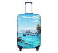 Kaifanee Copertura elastica per bagagli da viaggio, protezione per valigia, blu cielo con mongolfiera, copertura antigraffio per bagagli da 31-32 pollici, Blue Sea Island Cielo Blu, M(23"-26"