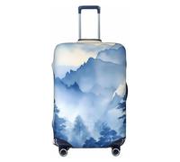 Kaifanee Copertura elastica per bagagli da viaggio, protezione per valigia, blu cielo con mongolfiera, copertura antigraffio per bagagli da 31-32 pollici, Pittura a inchiostro blu, M(23"-26" Suitcase)