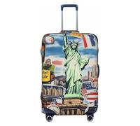 Kaifanee Copertura elastica per bagagli da viaggio, protezione per valigia, città e statua della libertà, antigraffio, adatta per bagagli da 45 a 81 cm, Città e Statua della Libertà, L(27"-30"