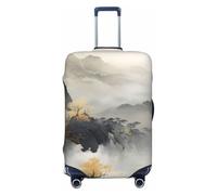 Kaifanee Copertura elastica per bagagli da viaggio, protezione per valigia, città e statua della libertà, antigraffio, adatta per bagagli da 45 a 81 cm, pittura a inchiostro, XL(31"-32" Suitcase)