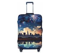 Kaifanee Copertura elastica per bagagli da viaggio, protezione per valigia, città e statua della libertà, antigraffio, adatta per bagagli da 45 a 81 cm, Paesaggio dei fuochi d'artificio nottur,