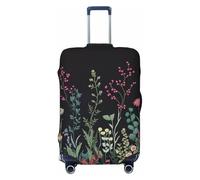 Kaifanee Copertura elastica per bagagli da viaggio, protezione per valigia, con frammenti floreali gialli, antigraffio, adatta per bagagli da 68 a 76 cm, Pianta Fiore di, S(18"-22" Suitcase)