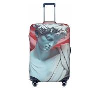 Kaifanee Copertura elastica per bagagli da viaggio, protezione per valigia, con frammenti floreali gialli, antigraffio, adatta per bagagli da 68 a 76 cm, Scultura Bianca David, S(18"-22" Suitcase)