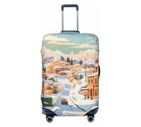 Kaifanee Copertura elastica per bagagli da viaggio, protezione per valigia, con frammenti floreali gialli, antigraffio, adatta per bagagli da 68 a 76 cm, Città innevata invernale, M(23"-26" Suitcase)