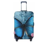 Kaifanee Copertura elastica per bagagli da viaggio, protezione per valigia, con grazioso elefantino sotto l'ombrello, copertura antigraffio per bagagli da 31-32 pollici, Farfalla blu., M(23"-26"