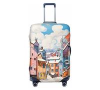 Kaifanee Copertura elastica per bagagli da viaggio, protezione per valigia, in bianco e nero con paesaggio di montagne e fiumi, antigraffio, adatta per bagagli da 45,7 a 55,7 cm, Bella Città Pittura A