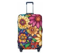 Kaifanee Copertura elastica per bagagli da viaggio, protezione per valigia, Independence Day Fireworks Valigia, antigraffio, adatta per bagagli da 45 a 81 cm, Fiori colorati., L(27"-30" Suitcase)