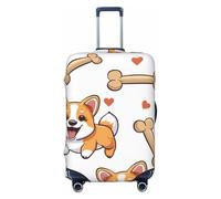 Kaifanee Copertura elastica per bagagli da viaggio, protezione per valigia, motivo auto e animali dei cartoni animati, antigraffio, adatta per bagagli da 68 a 76 cm, Simpatico cane Corgi, S(18"-22"