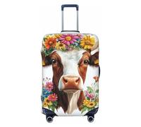 Kaifanee Copertura elastica per bagagli da viaggio, protezione per valigia, motivo con ananas e frutta, antigraffio, adatta per bagagli da 68 a 76 cm, Agriturismo Mucca Toro, L(27"-30" Suitcase)
