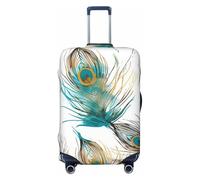 Kaifanee Copertura elastica per bagagli da viaggio, protezione per valigia, motivo mare estivo con stelle marine e spiaggia, antigraffio, adatta per bagagli da 45 a 81 cm, Belle piume di pavone,