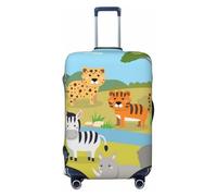Kaifanee Copertura elastica per valigia, da viaggio, con coccinelle e rose, antigraffio, adatta per bagagli da 68 a 76 cm, Animali Selvaggi Cartoon Safari, M(23"-26" Suitcase)