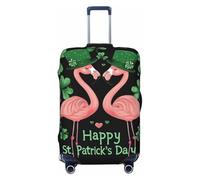Kaifanee Copertura elastica per valigia, da viaggio, con coccinelle e rose, antigraffio, adatta per bagagli da 68 a 76 cm, Fenicottero trifoglio, L(27"-30" Suitcase)