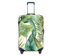 Kaifanee Copertura elastica per valigia, da viaggio, con palme tropicali, spiaggia, barca, copertura antigraffio per bagagli da 58 a 66 cm, Pianta Acquerello foglie tropicali, XL(31"-32" Suitcase)