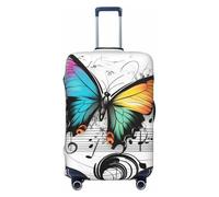 Kaifanee Copertura elastica per valigie da viaggio, con note musicali, rose, vintage, antigraffio, adatta per bagagli da 45,7 a 55,7 cm, Bella farfalla colorata con musica, M(23"-26" Suitcase)