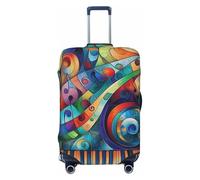 Kaifanee Copertura elastica per valigie da viaggio, con note musicali, rose, vintage, antigraffio, adatta per bagagli da 45,7 a 55,7 cm, Nota musicale Pianoforte Colorato, S(18"-22" Suitcase)