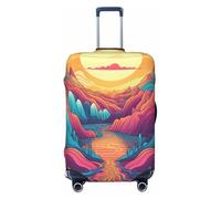Kaifanee Copertura elastica per valigie da viaggio, motivo astratto rosa mimetico, antigraffio, adatta per bagagli da 45-81 cm, Pittura astratta delle montagne, XL(31"-32" Suitcase)